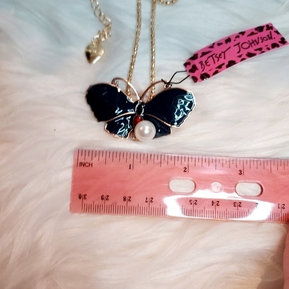 BETSEY Johnson 28" Butterfly Deep Blue Enamel Necklace Brooch Pin NEW - Picture 6 of 8